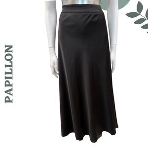 Papillon Black Satin Maxi Skirt – Size Large